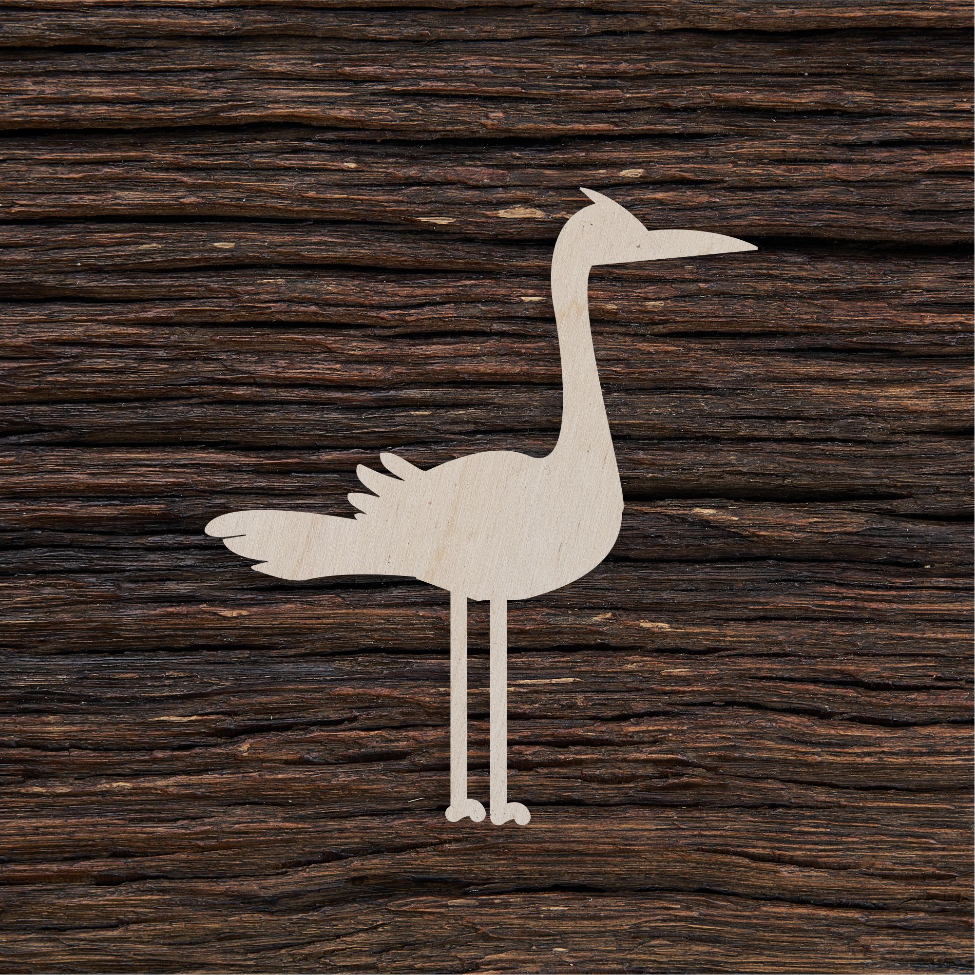 Paukštis gandras - medinis gaminys, pjautas lazeriu - dekoravimui ir dažymui 