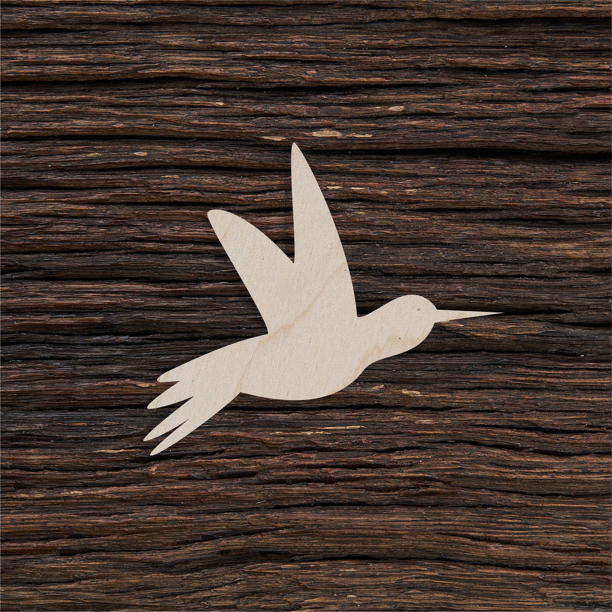 Paukštis kolibris - medinis gaminys, pjautas lazeriu - dekoravimui ir dažymui 