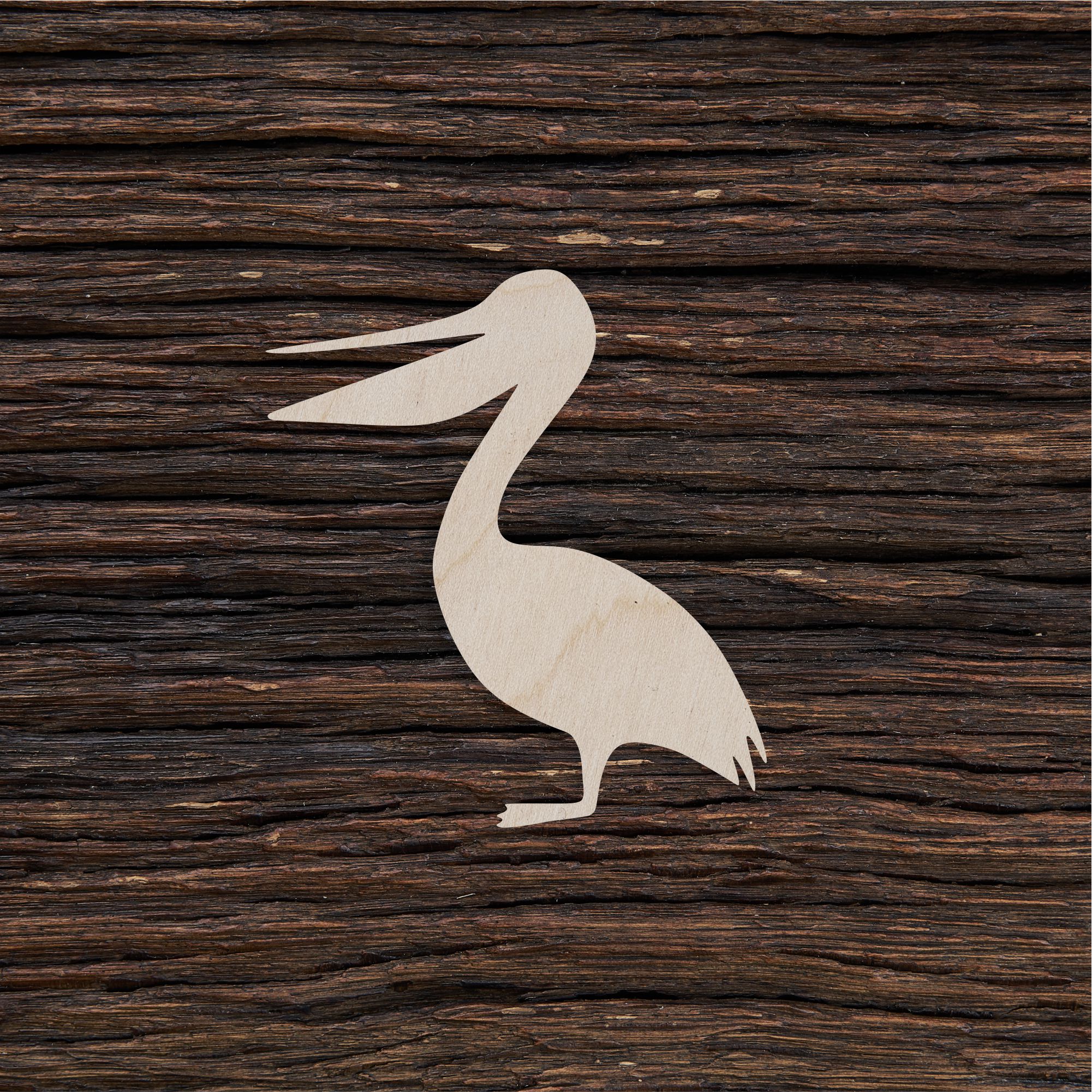 Pelikanas - medinis gaminys, pjautas lazeriu - dekoravimui ir dažymui 