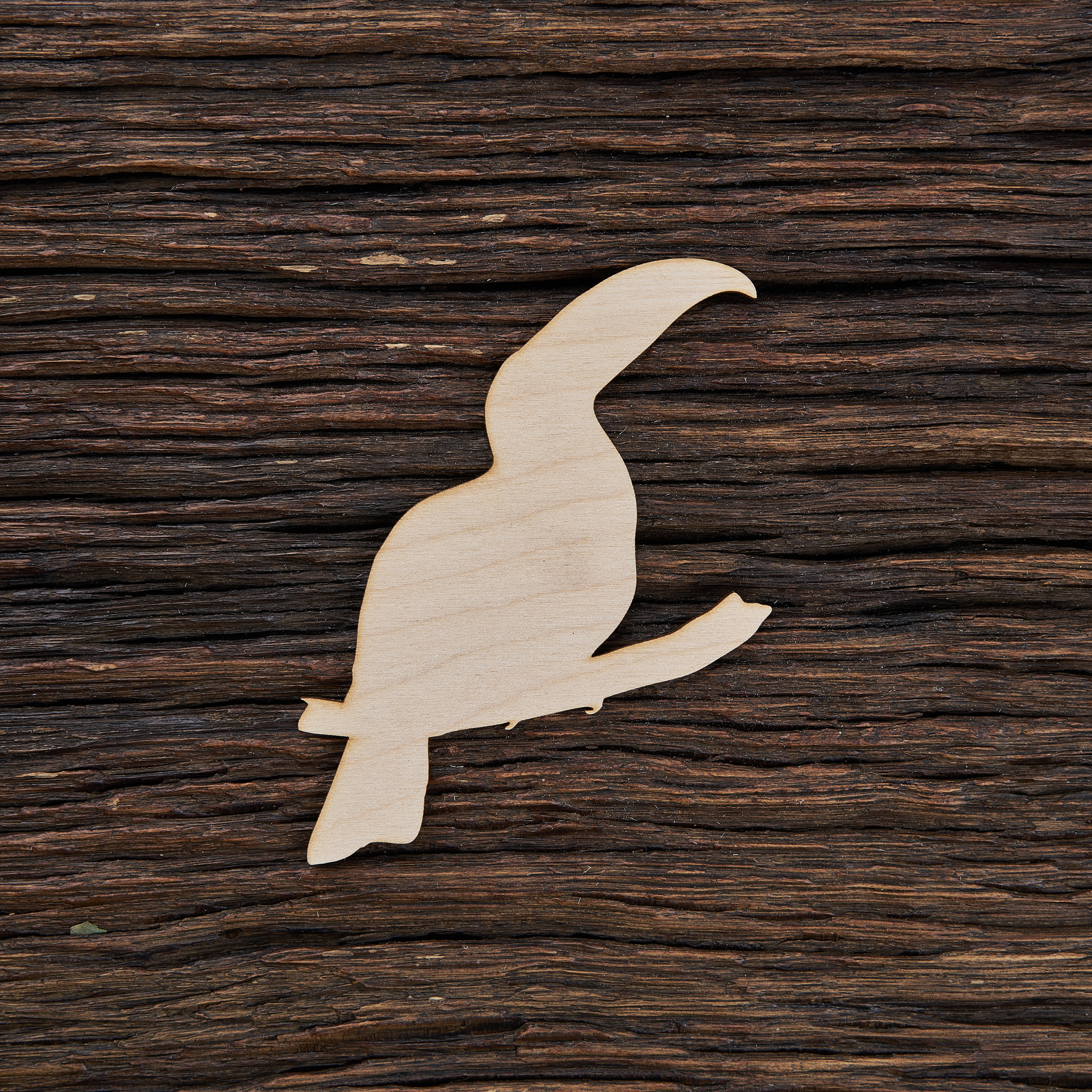 Paukštis tukanas - medinis gaminys, pjautas lazeriu - dekoravimui ir dažymui 