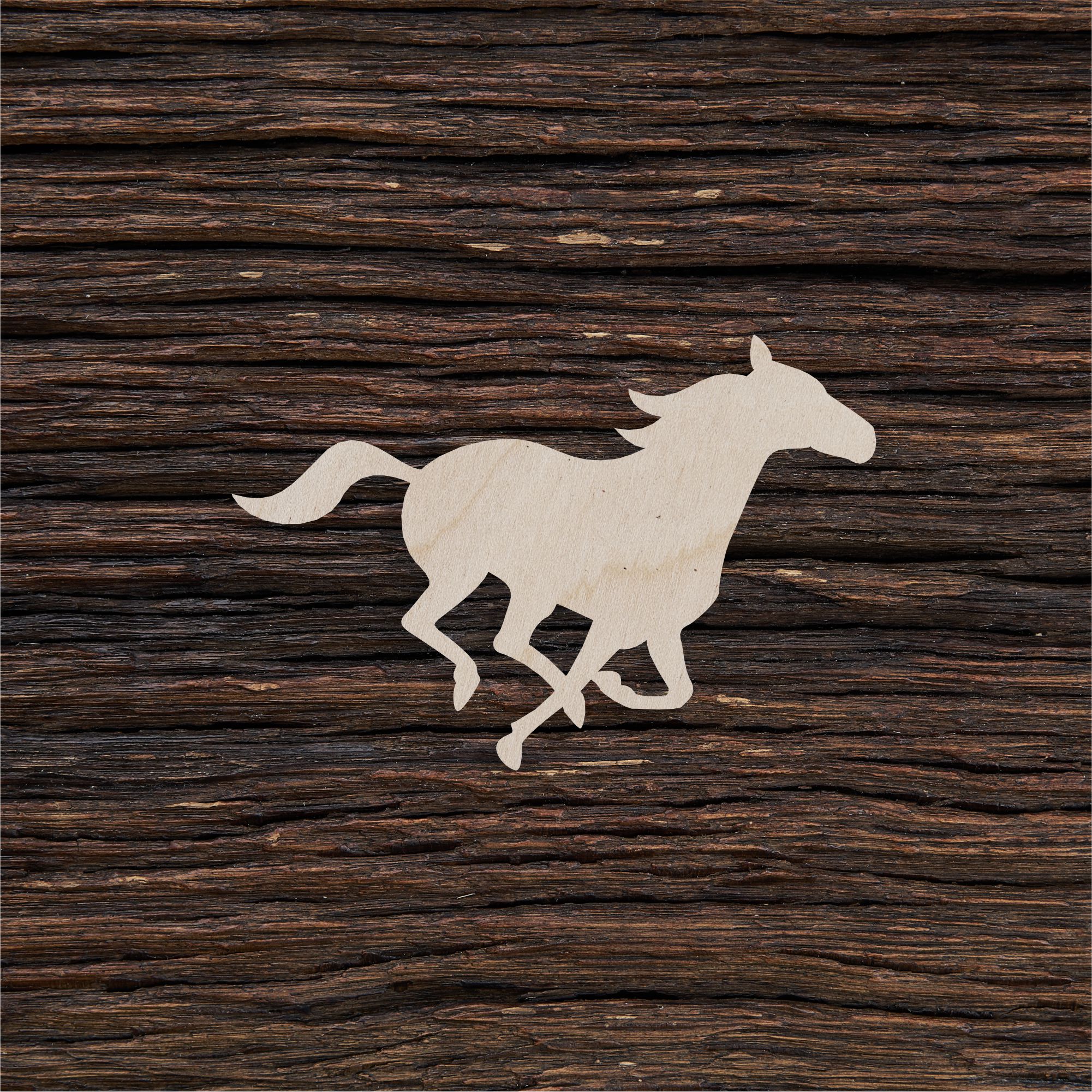 6Bėgantis arklys - medinis gaminys, pjautas lazeriu - dekoravimui ir dažymui