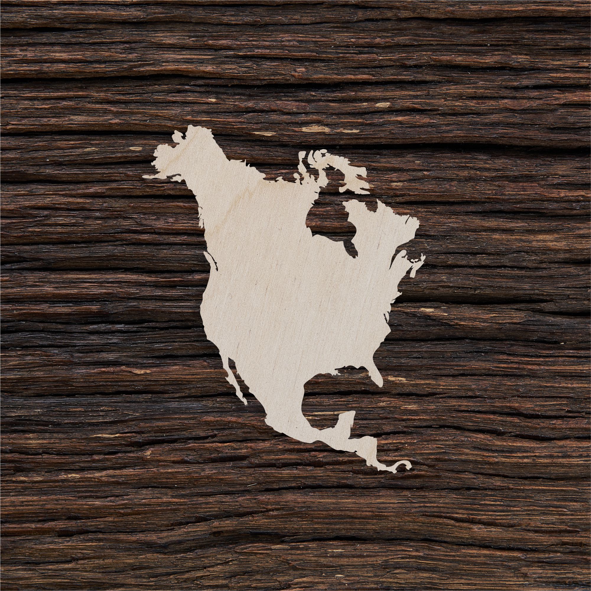 Šiaurės Amerika - medinis gaminys, pjautas lazeriu - dekoravimui ir dažymui 