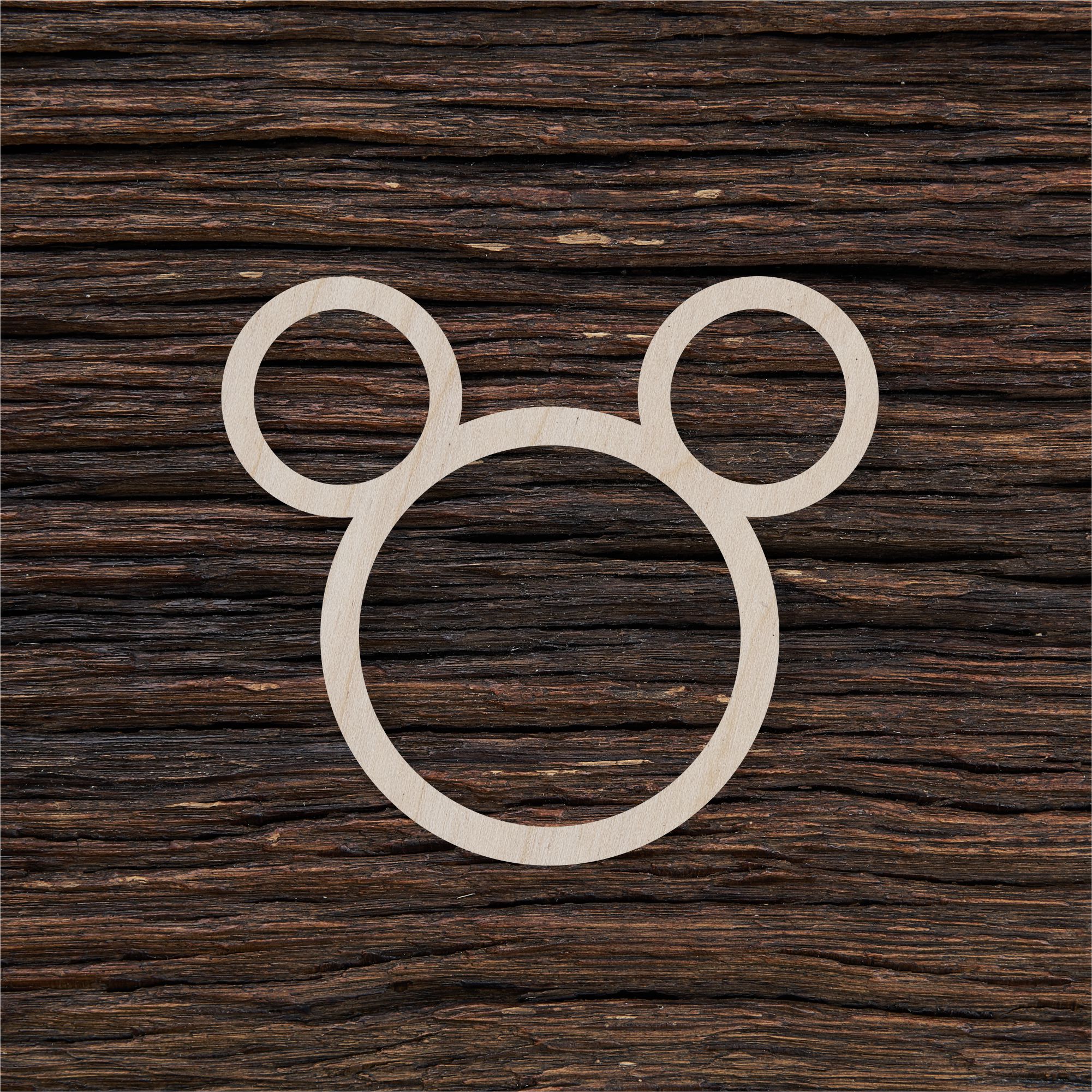 Peliuko Mikio ausys (tuščiavidurės) - medinis gaminys, pjautas lazeriu - dekoravimui ir dažymui 