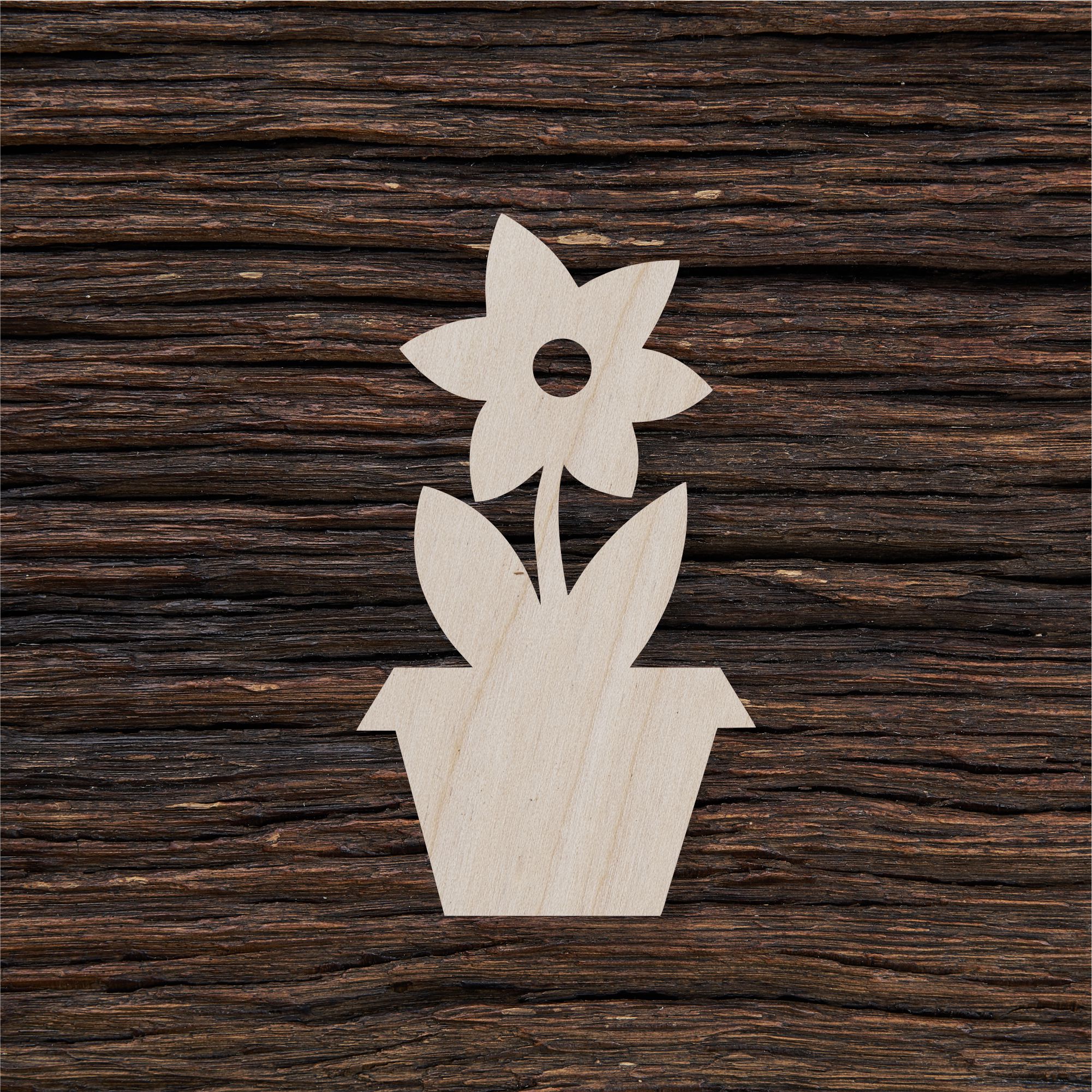6Vazoninė gėlė - medinis gaminys, pjautas lazeriu - dekoravimui ir dažymui