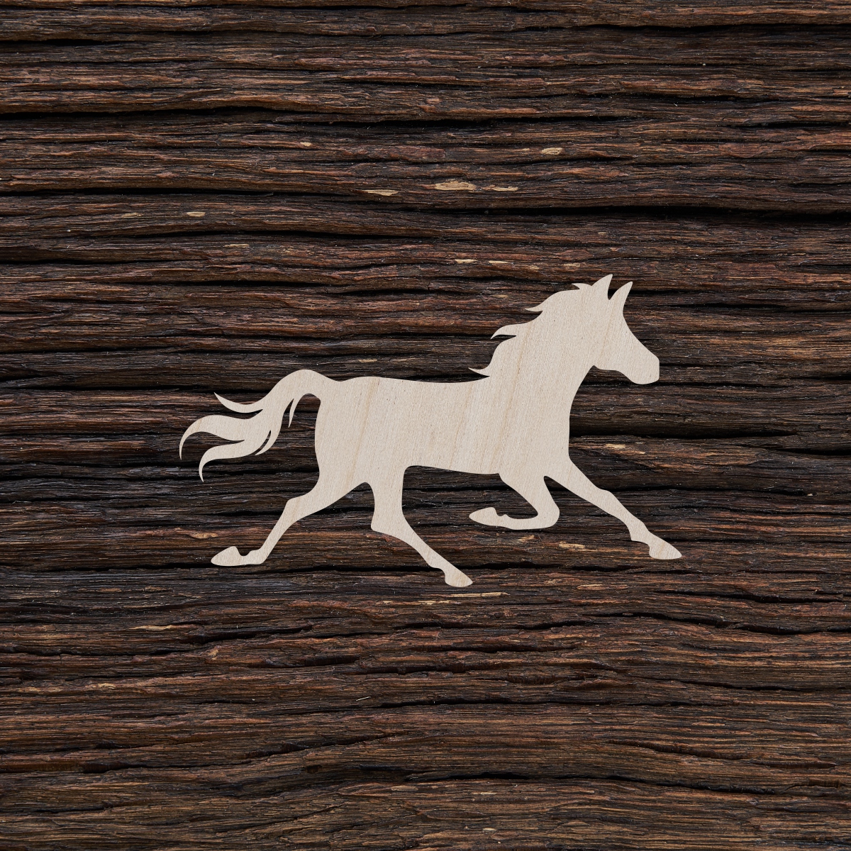 6Bėgantis arklys - medinis gaminys, pjautas lazeriu - dekoravimui ir dažymui