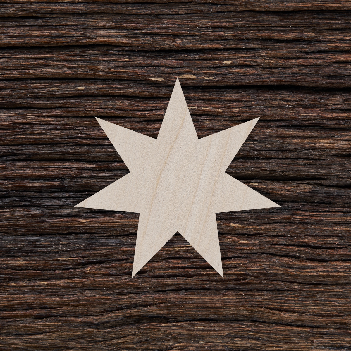 6Septynkampė žvaigždė - medinis gaminys, pjautas lazeriu - dekoravimui ir dažymui