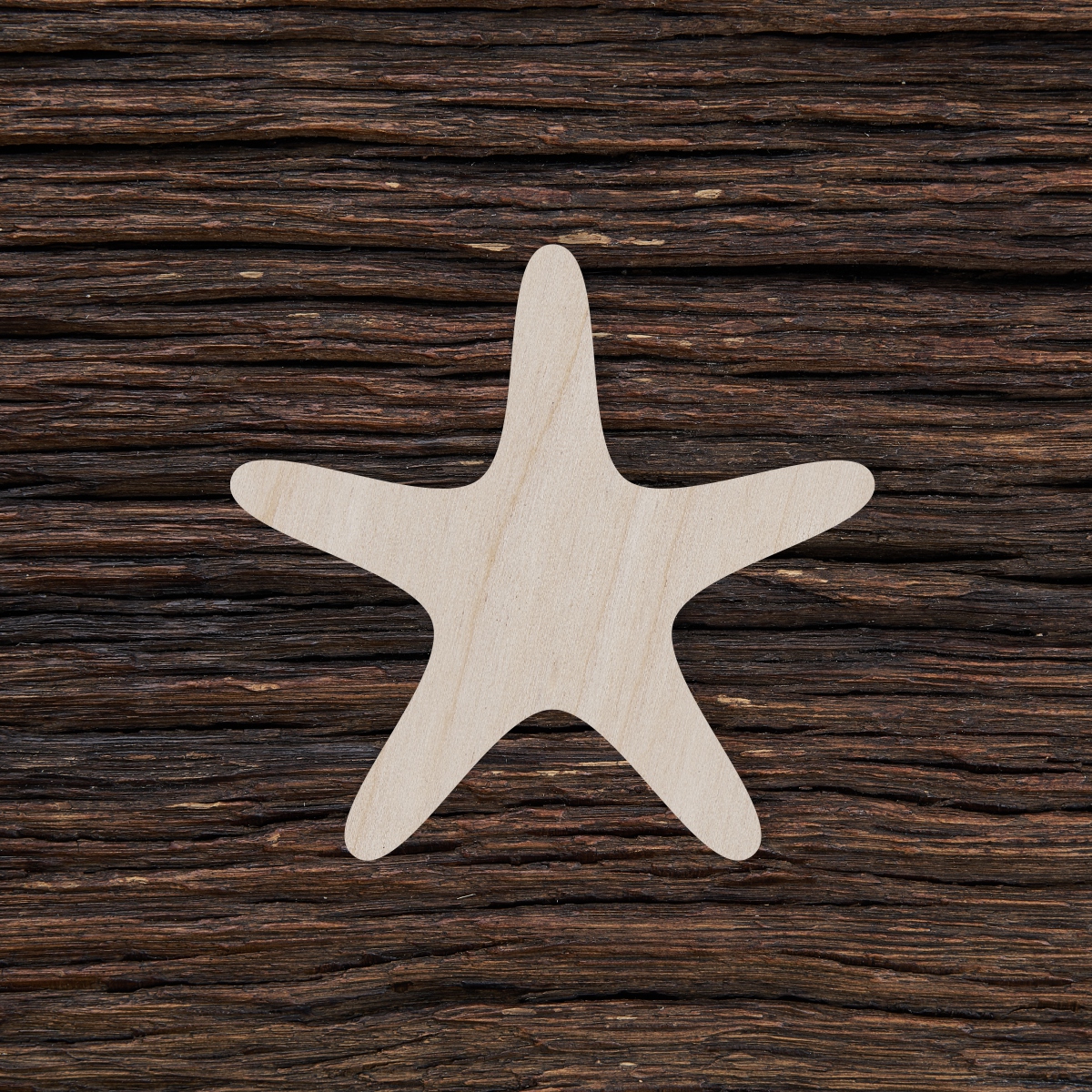 6Jūrų žvaigždė - medinis gaminys, pjautas lazeriu - dekoravimui ir dažymui