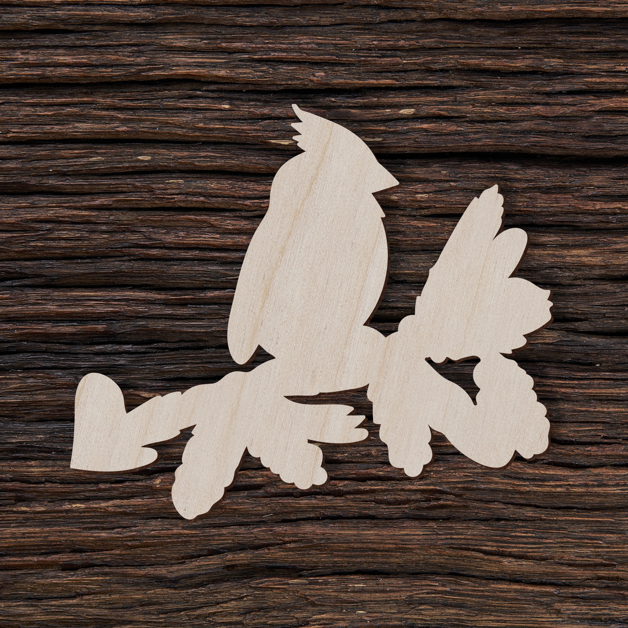 Paukštis ant šakos - medinis gaminys, pjautas lazeriu - dekoravimui ir dažymui 