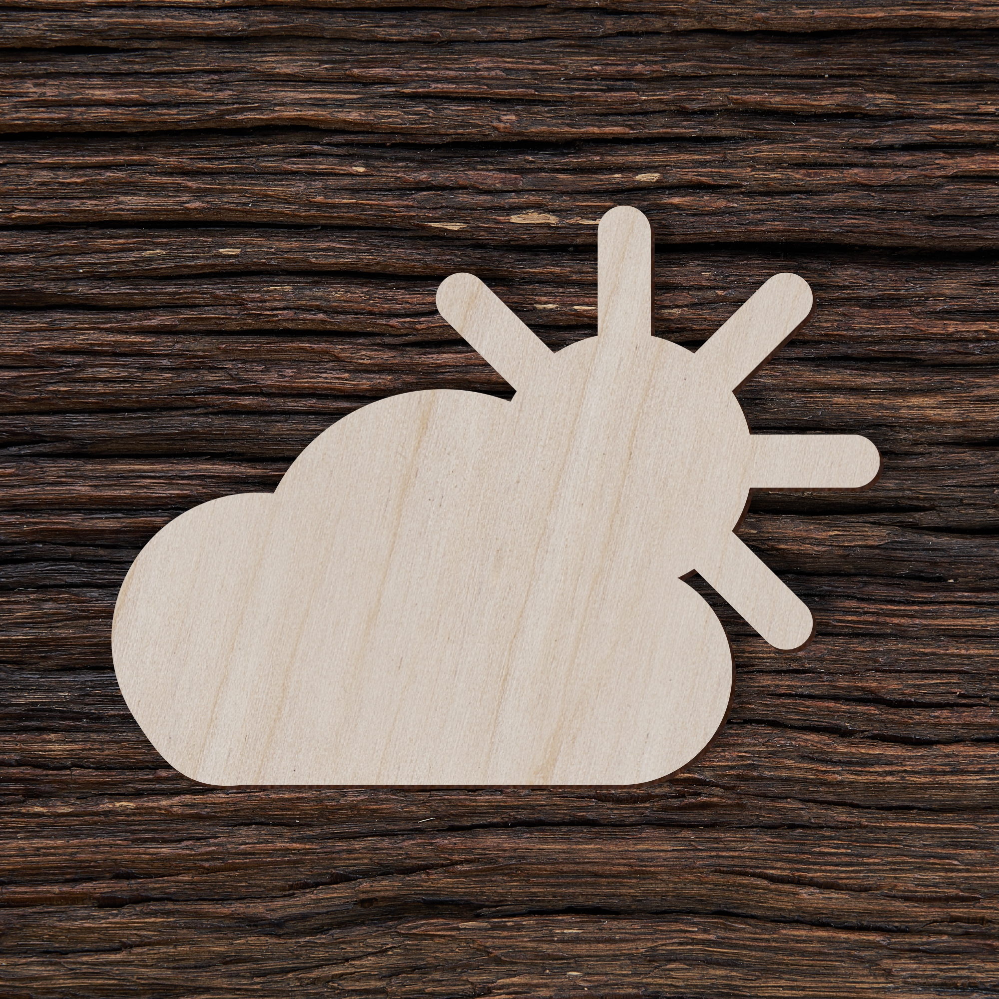 6Oro prognozės simbolis debesuota su pragiedruliais - medinis gaminys, pjautas lazeriu - dekoravimui ir dažymui