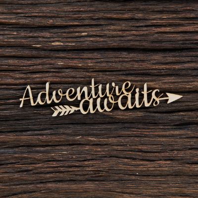 Adventure awaits - medinis gaminys, pjautas lazeriu - dekoravimui ir dažymui
