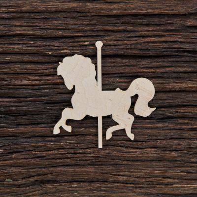 Karuselės arkliukas - medinis gaminys, pjautas lazeriu - dekoravimui ir dažymui