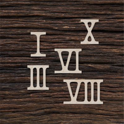 Romėniški skaičiai - medinis gaminys, pjautas lazeriu - dekoravimui ir dažymui