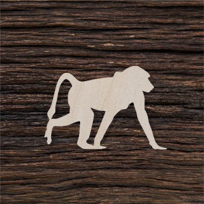 Beždžionė babuinas - medinis gaminys, pjautas lazeriu - dekoravimui ir dažymui