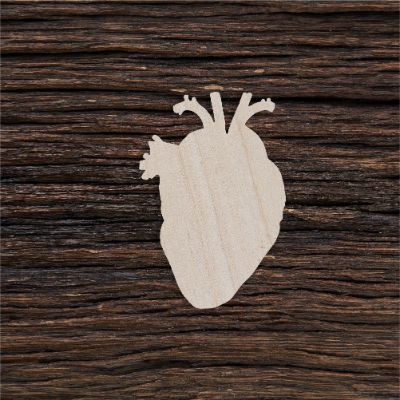 Anatominė širdis - medinis gaminys, pjautas lazeriu - dekoravimui ir dažymui