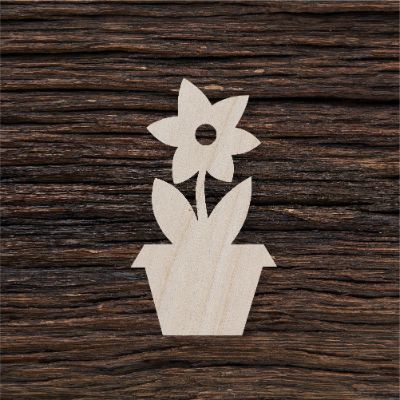 Vazoninė gėlė - medinis gaminys, pjautas lazeriu - dekoravimui ir dažymui