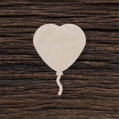 Širdies formos balionas - medinis gaminys, pjautas lazeriu - dekoravimui ir dažymui