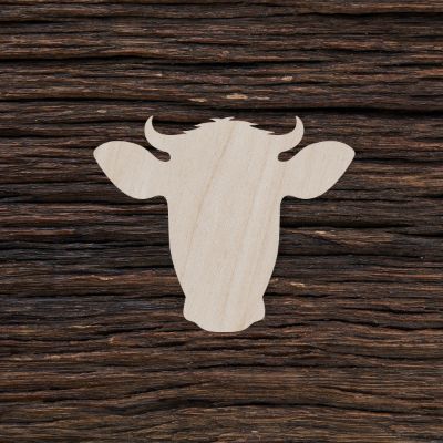 Karvės galva - medinis gaminys, pjautas lazeriu - dekoravimui ir dažymui