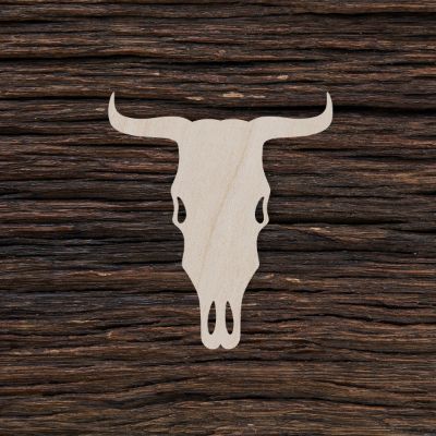 Karvės kaukolė - medinis gaminys, pjautas lazeriu - dekoravimui ir dažymui