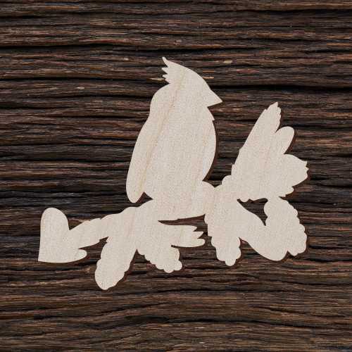 Paukštis ant šakos - medinis gaminys, pjautas lazeriu - dekoravimui ir dažymui